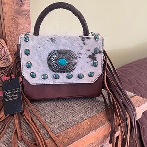 American Darling Turquoise Accented Brown Bag